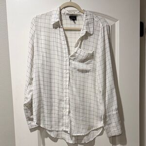 Who What Wear White Grid Pattern Men's Shirt